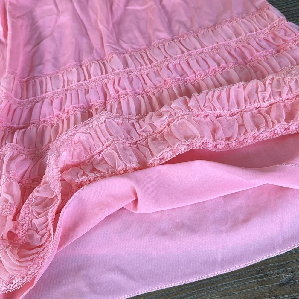 Vintage Pink Slip Chemise with Ruffle Hem - Picture 11 of 14